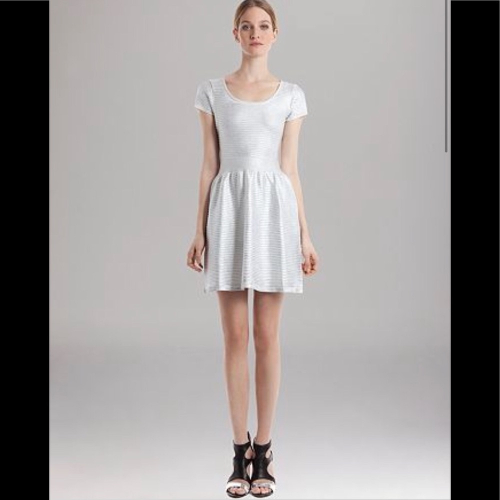 Sandro ribbed Metallic dress in shimmer silver